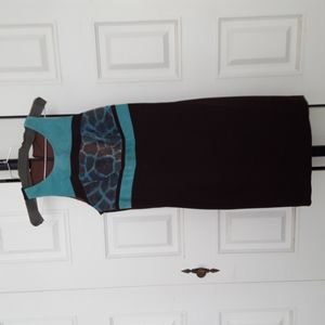 NEW 2 pc brown jacket dress w animal contrast